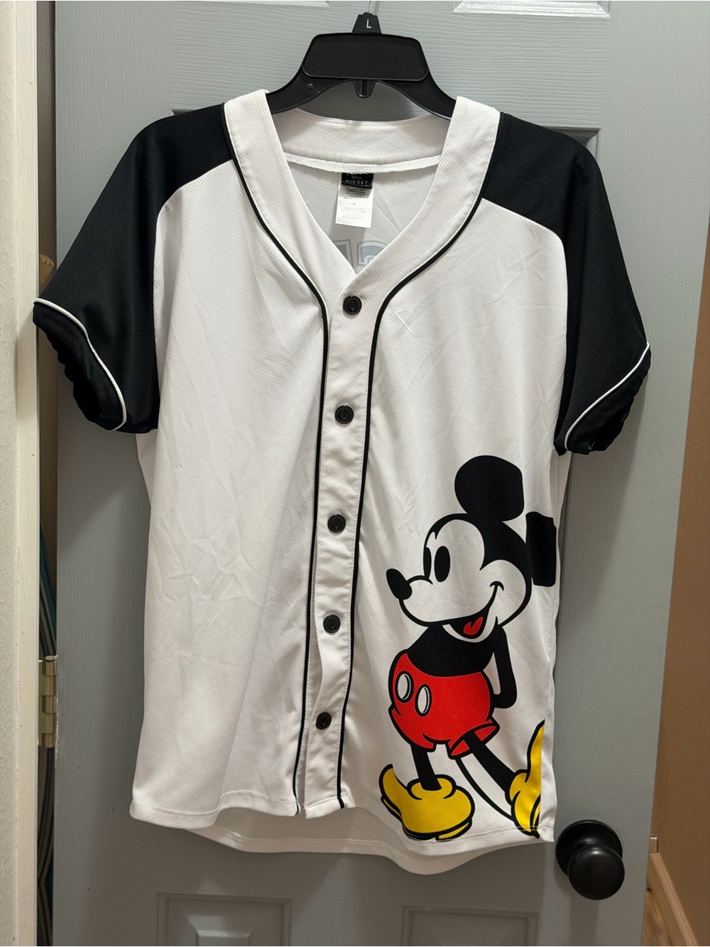 Button Mickey Mouse Vintage Unisex Athletic Jersey w/Printed 28 on Back Medium